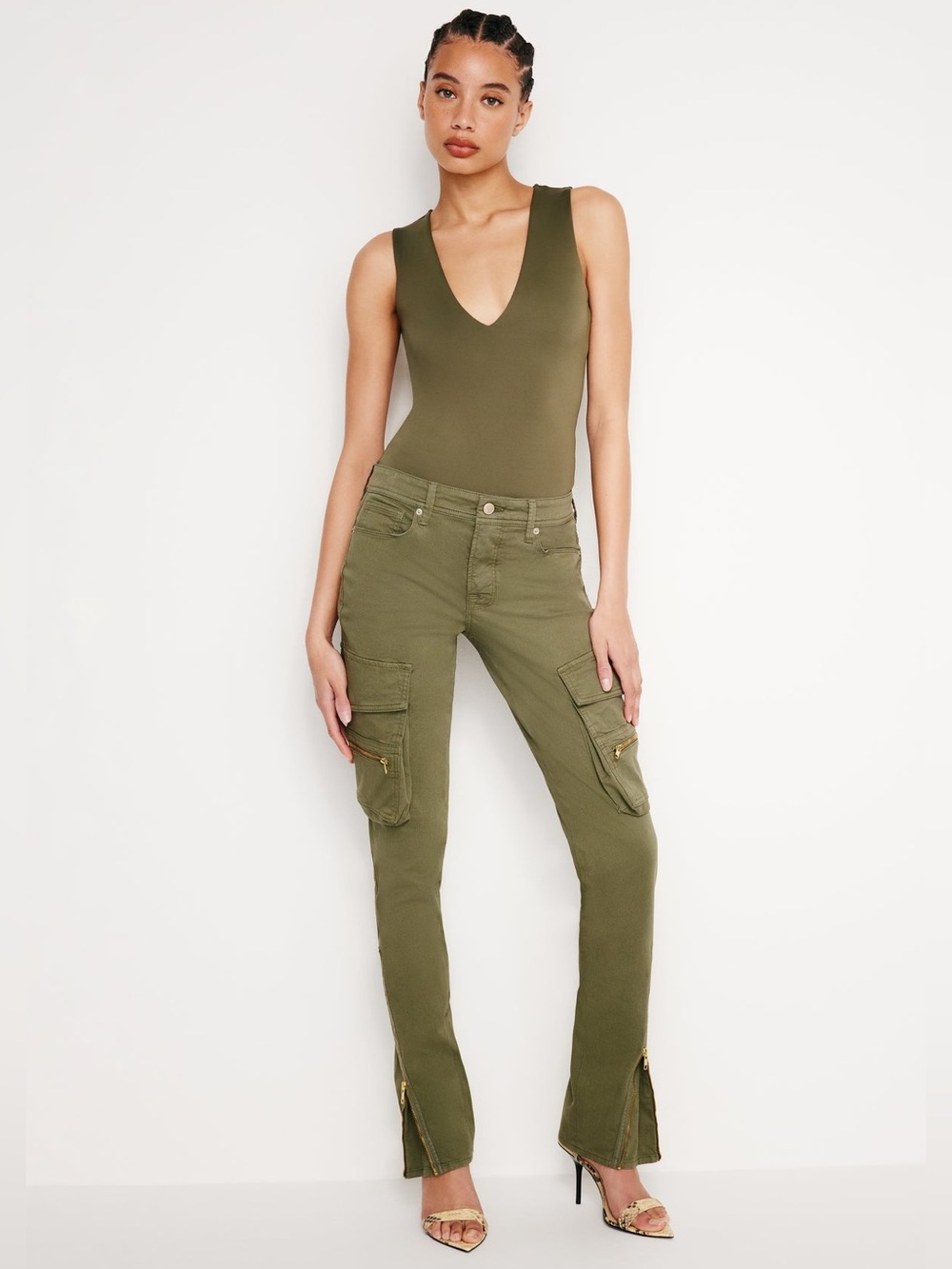 GOOD AMERICAN Twill Skinny Cargo Pants size 27